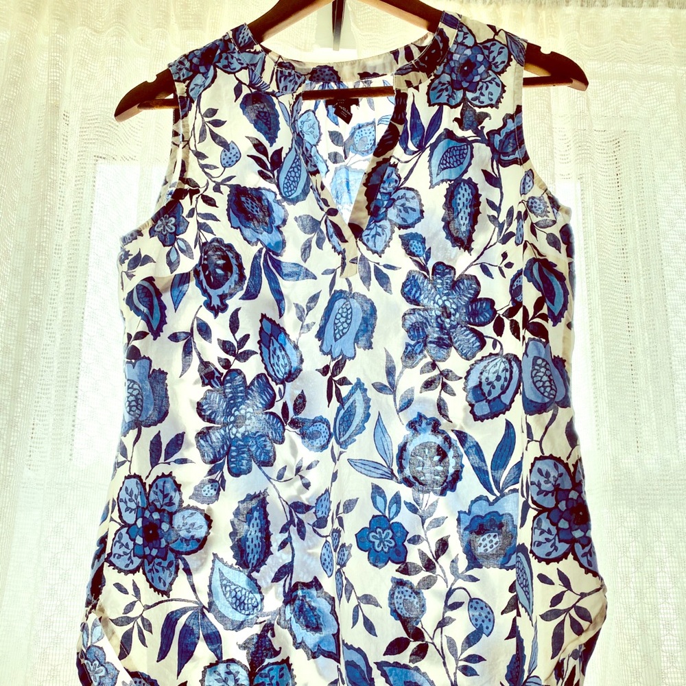 Gap white printed cotton sleeveless blouse